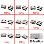 80/100Pcs Type C USB Charging Jack Welding Connectors 2Pin 6Pin 16Pin USB-C Socket For Mobile Phone PCB DIY Repair Kits