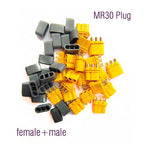 Amass 10 / 50Pair XT30 XT30U MR30 MR30PB Plug Male Female Bullet Connector Gold Plated Banana Plug for RC Drone Accessories