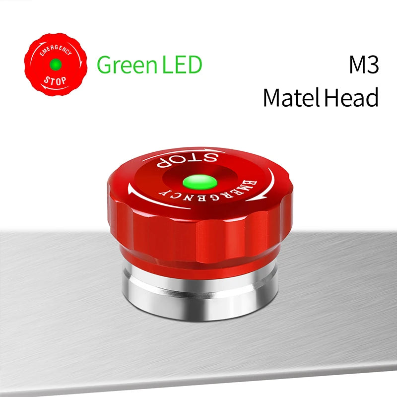 LANBOO 22mm Emergency Stop Button Waterproof Quick Plug Big Head Red Metal with LED Indicator Light 2NC E-Stop Switch for Indust