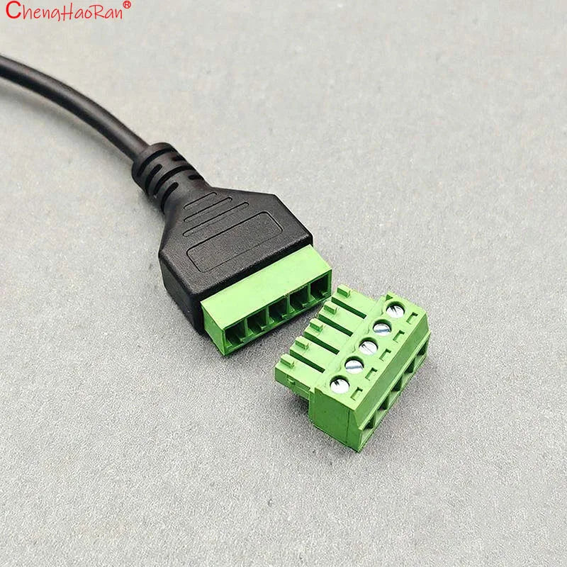1PC USB 2.0 Female B to 5 Pin Female Bolt Screw Connector Adapter Cable Micro USB Mini USB Type-C Male with Shield Terminal Plug
