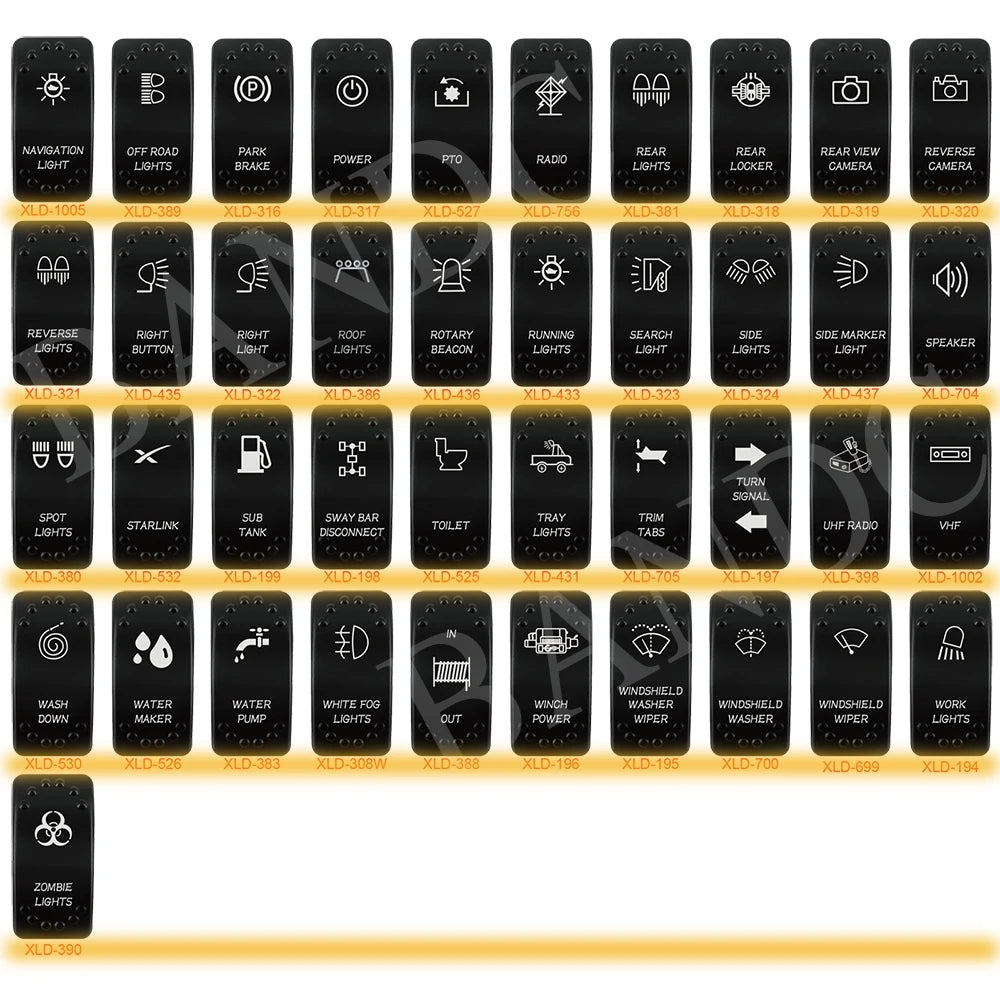 Waterproof Rocker Switch with Blue LED | 12V/24V Latching & Momentary (SPST/ DPDT) | for Marine, UTV, ATV, RZR, Automotive