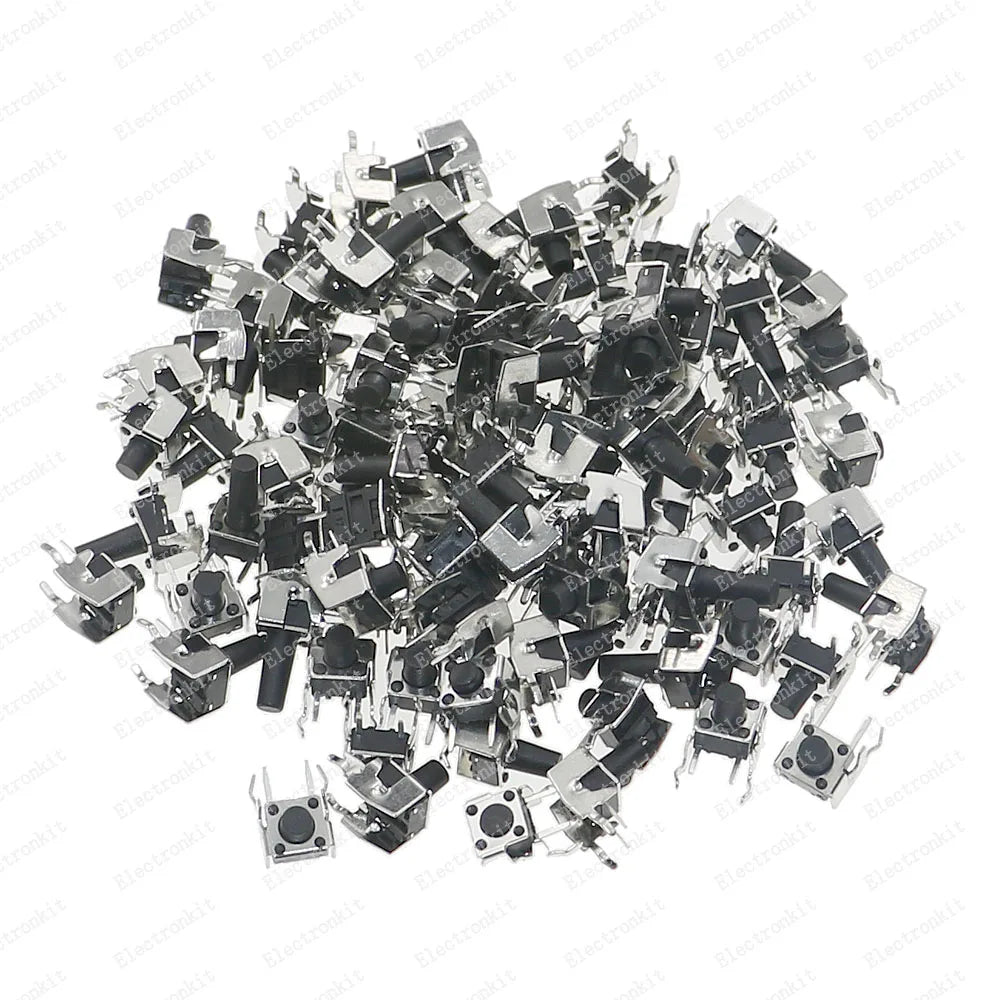 100pcs 10value 6x6mm Panel PCB Momentary Tactile Tact Mini Switch kit Box6*6*4.3/5/6/6.5/7/8/9/10/11/12mm Right Angle With stent