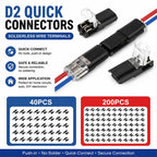 40/200Pcs D2 Quick Wire Connectors Solderless Push-in Terminal Blocks Electrical Cable Connector for Home DIY Automotive Repair