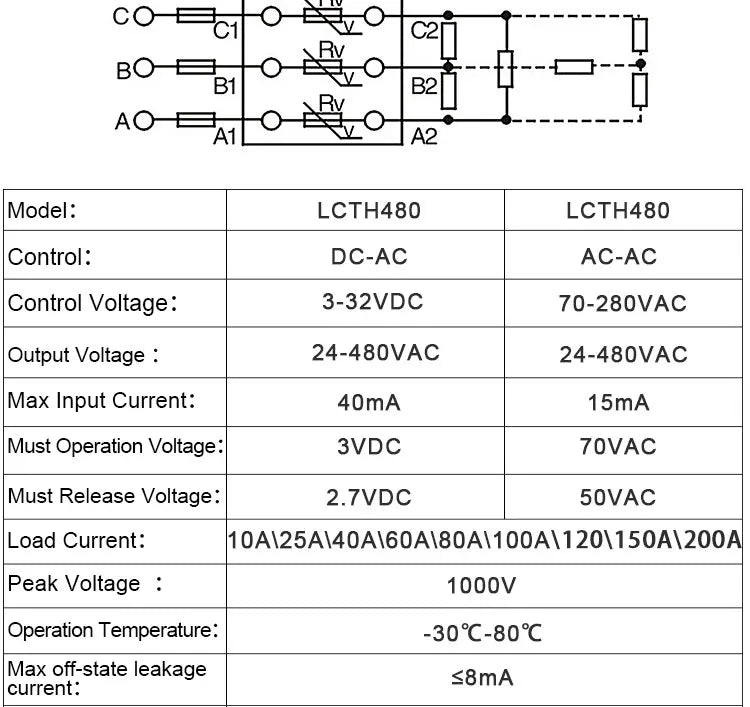 LCTC Three Phase Solid State Relay SSR Zero Cross 3-phase Load Relay 3-32VDC Control With Radiator 380V10A 25A 40A 60A 80A 100A