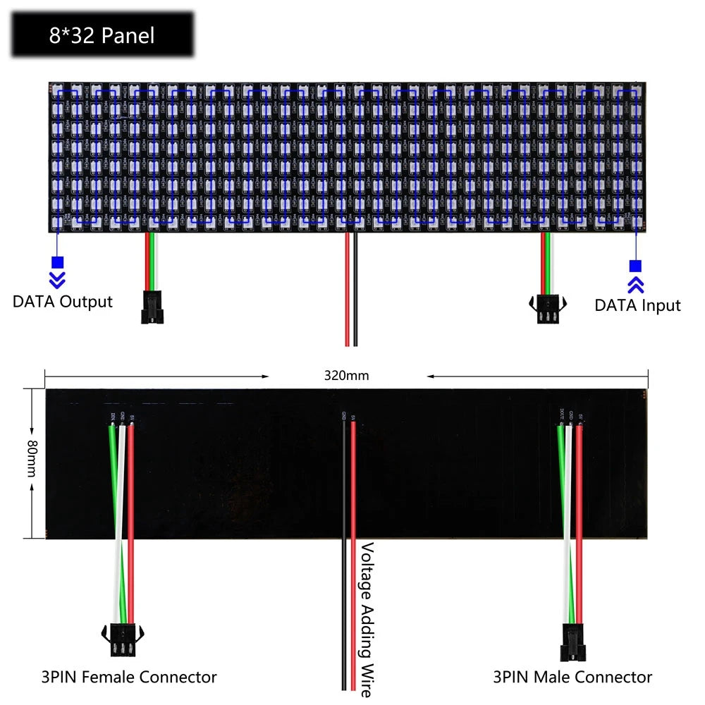 1-10Pcs WS2812B RGB Flexible 4X12 8X8 16x16 8x32 Pixel Led Panel Matrix Screen Module WS2812 Individually Addressable IC DC5V