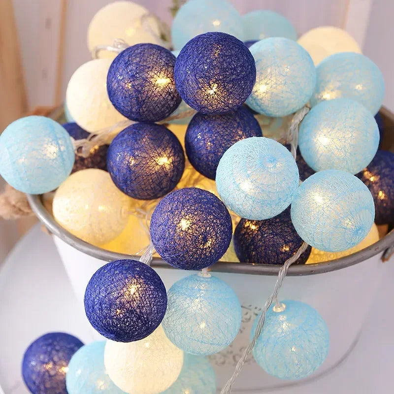 20LED Cotton Balls String Lights Waterproof Fairy Garland Lamp Outdoor Garden Patio Wedding Christmas Home Decoration Soft Warm