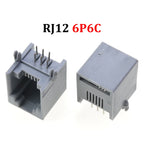 Cltgxdd 10pcs RJ11 RJ12 RJ45 Telephone Socket Curved Pin 4P4C 6P6C 8P8C Female Jack PCB Connector