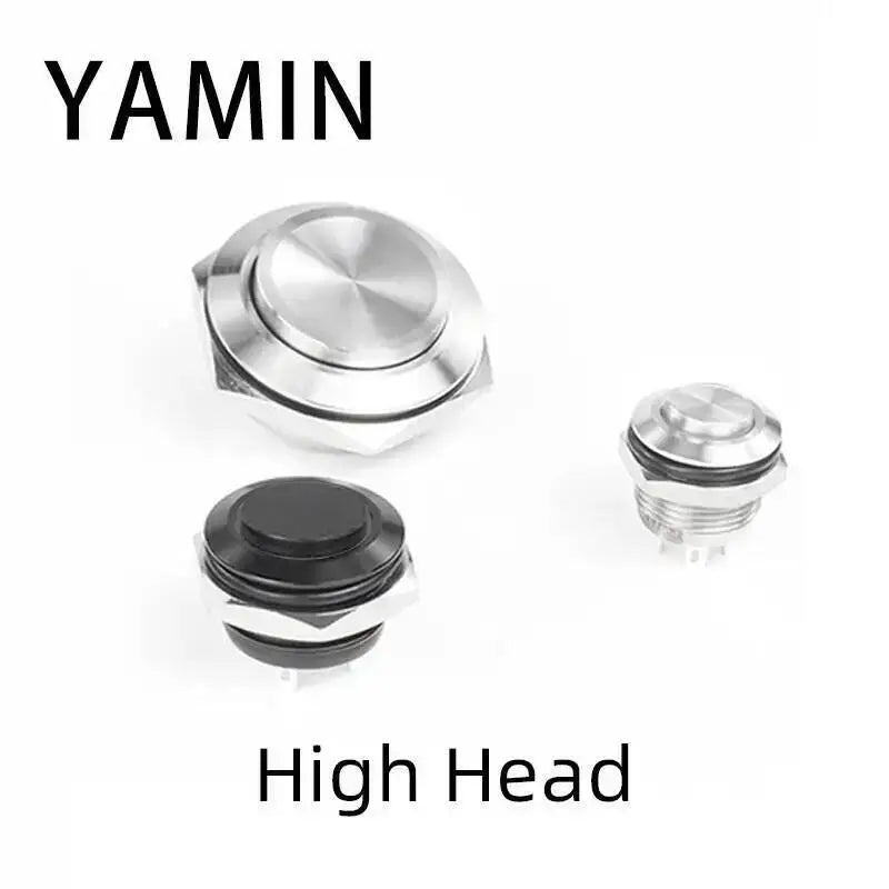 5pcs 12/16/19/22/25/30mm Ultra Short Electric Waterproof Power Reset Momentary Pressure Mini Push Button Switch Silver Black