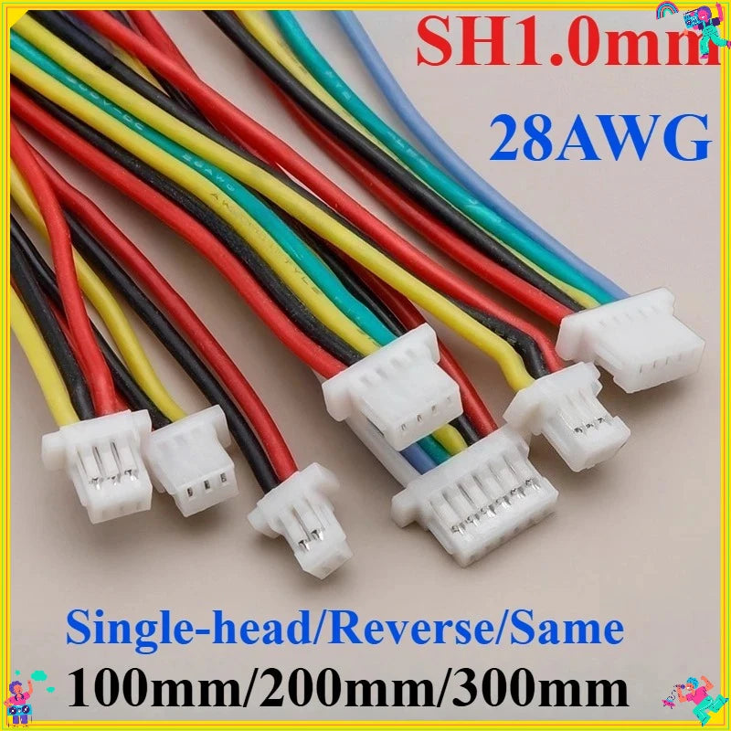 10Pcs JST SH Series 1.0mm Pitch Female Socket Terminal Plug Wire Connectors Set 2-12 Pin Options for Electronic Cables 28AWG
