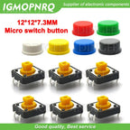 20PCS Tactile Push Button Switch Momentary 12*12*7.3MM Micro switch button with knob Yellow Green Red Kit 12x12x7.3