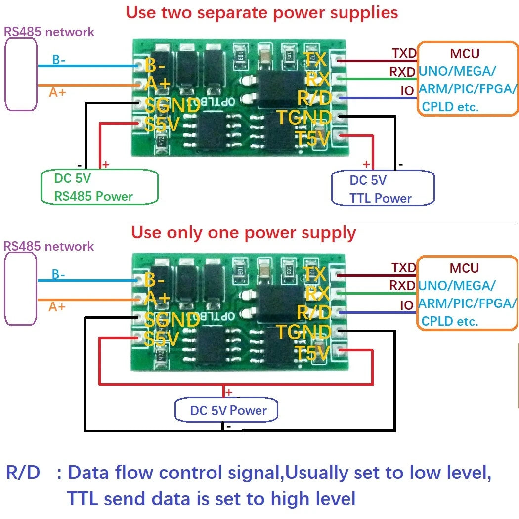 Industrial Grade UART TTL to RS485 Isolated Communication Surge Protection for Arduiuo MEGA 4 NODEMCU ESP8266