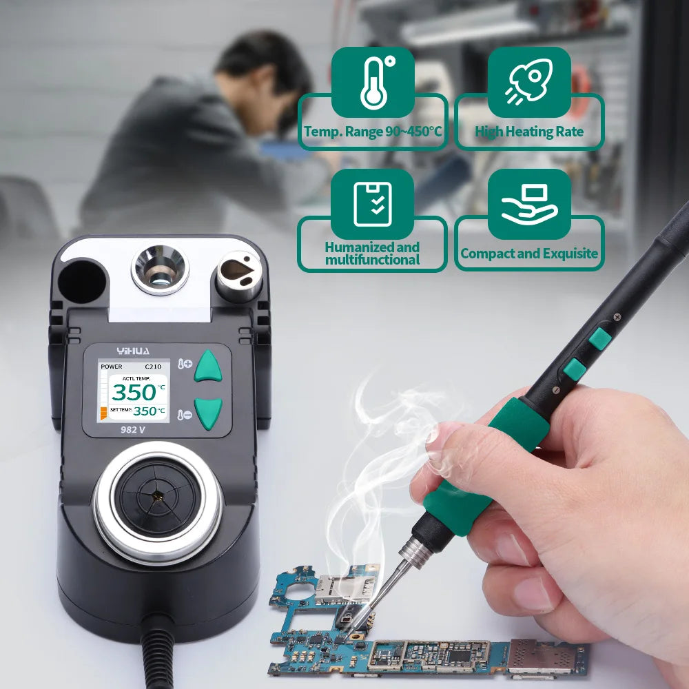 YIHUA 60W Digital Soldering Station 982-V C210/C245 Soldering Iron Kit ESD Precision Soldering Tools