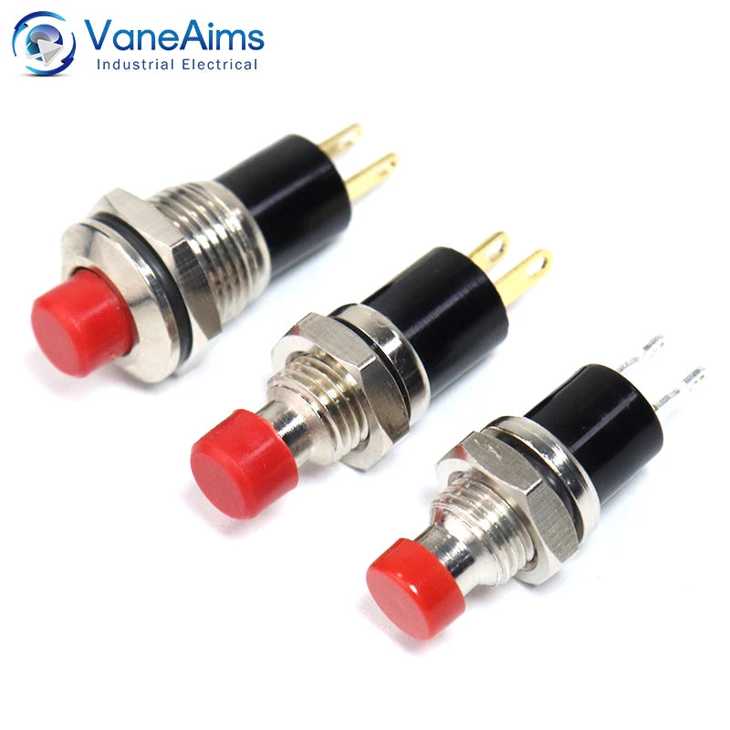 5mm 7mm 10mm Mini Push Button Switch Latching Self Reset Red High Head Small Buttons Switches 2 pins 1NO 1NC 3A/125V 1A/250V