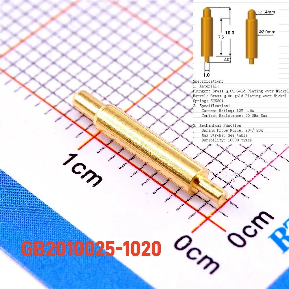 10pcs Spring-Loaded Connector through Hole PCB Height 3 4 5 6 7 8 9 to 20.5 mm Spring Header Pogo Pins 12V 2A Gold Plated