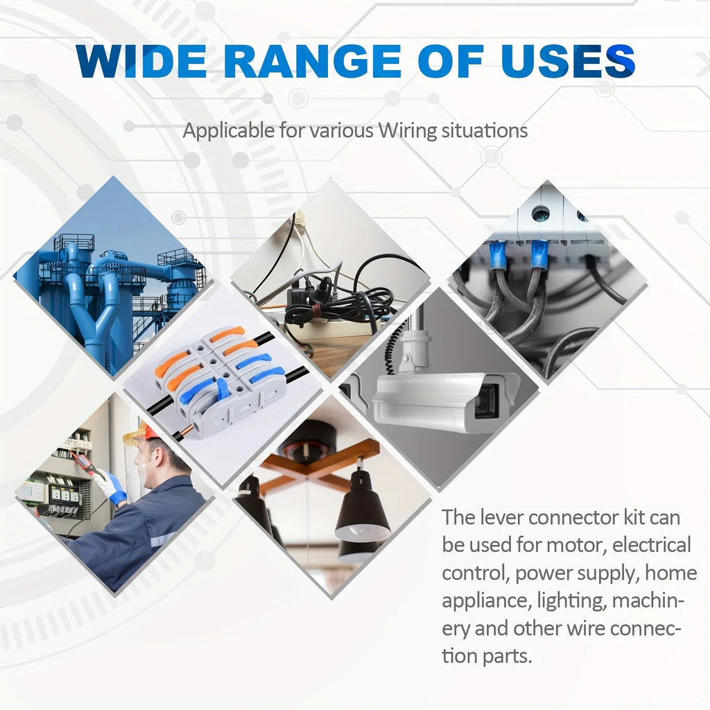 Lever Wire Connectors, 10pcs/60pcs Inline Wire Connectors Kit for Quick Connect, Push in Compact Splicing Electrical Connectors
