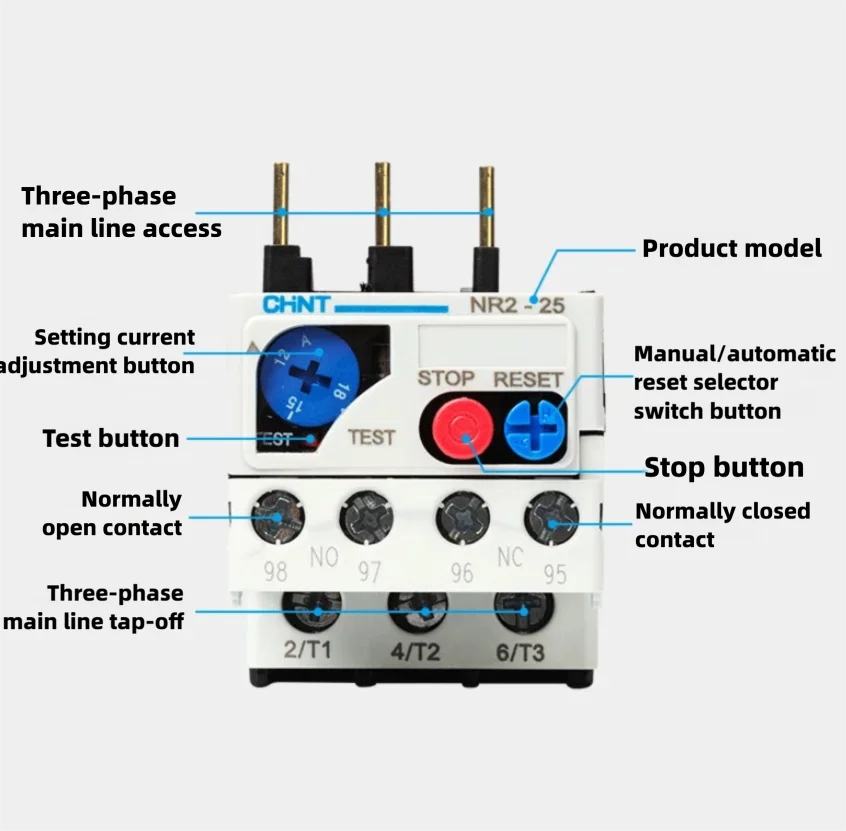 CHINT NR2-25 NR2-36 0.63-1A 28-36A Thermal Protection Relay Thermal Overload Relay