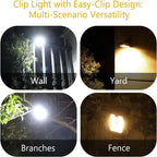 Clip‑on Solar Lights Outdoor Waterproof LED Motion Sensor Solar Security Lights, 3 Modes 3 Mounting Ways Lighting for Fence