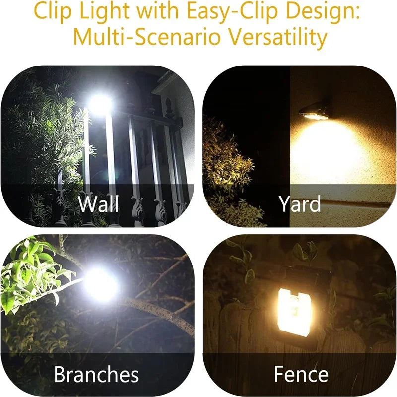 Clip‑on Solar Lights Outdoor Waterproof LED Motion Sensor Solar Security Lights, 3 Modes 3 Mounting Ways Lighting for Fence