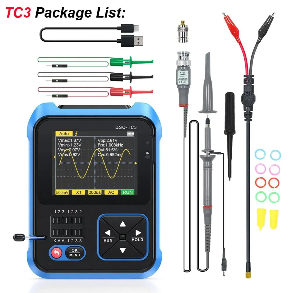 FNIRSI DSO-TC4/DSO-TC3  3 in 1 Digital Oscilloscope 10MHz 48Ms/s Transistor Tester Electronics Component Tester USB Charger Tool