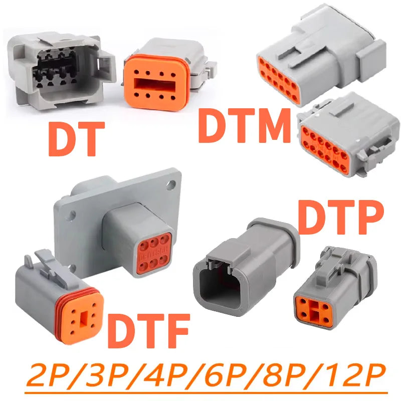 Deutsch DT/DTM/DTP/DTF Multi-Pin Waterproof Connector | 22-14AWG Sealed Plug for Heavy Duty Truck & Bus Electrical Systems
