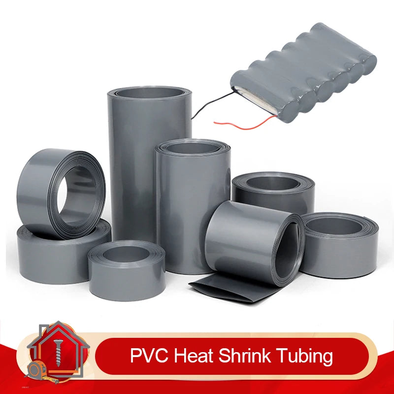 1/5m PVC Heat Shrink Tube Width 50mm ~ 450mm Grey 18650 Lipo Battery Pack Insulated Cable Sleeve Protection Battery Film Wrap