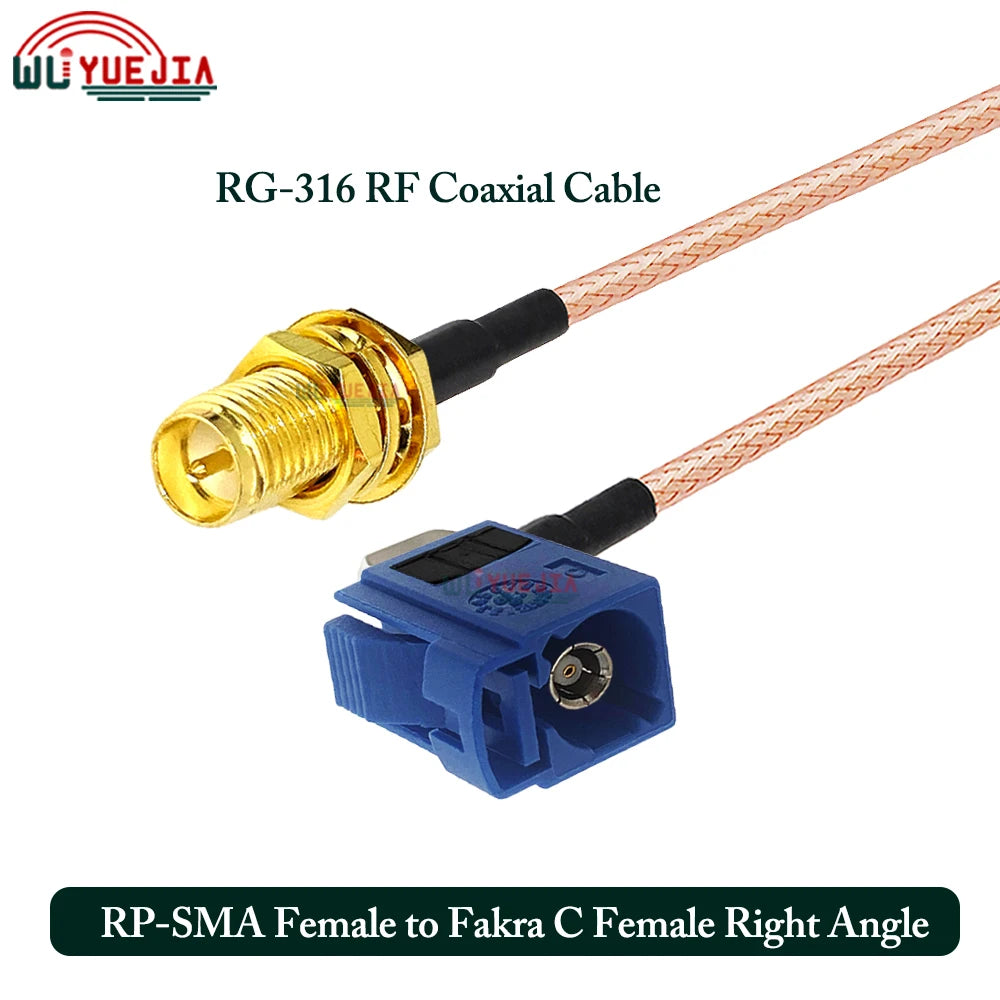 SMA to Fakra C RG316 Cable Blue Fakra C Female to SMA RP-SMA Female/Male Connector 50 Ohm RF Coax Cable Extension Jumper Pigtail