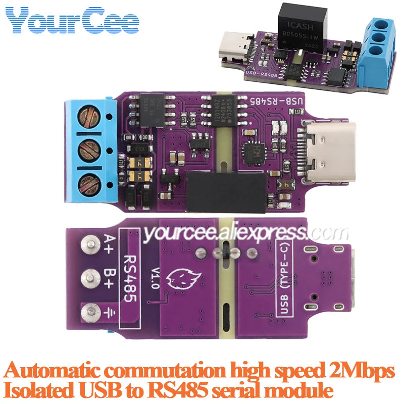 5pcs/1pc Isolated USB to RS485 Serial Port Board Module Automatic Commutation High Speed 2Mbps Communication Power Isolation