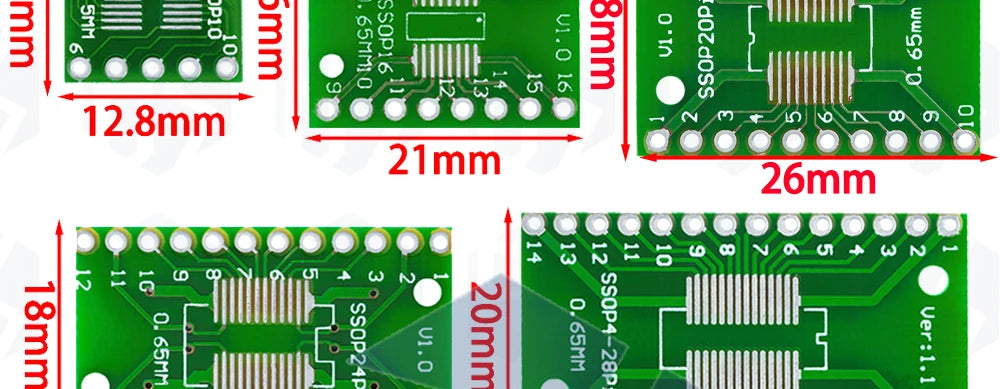 10PCS PCB Board Kit SMD Turn To DIP Adapter Converter Plate SOP MSOP SSOP TSSOP SOT23 8 10 14 16 20 28 SMT To DIP