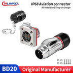 CNLINKO Waterproof Industrial BD20 Aviation Connector 2 3 4 5 7 9 12 14 Pin Plug and Socket Panel Mount Metal Wire Connectors