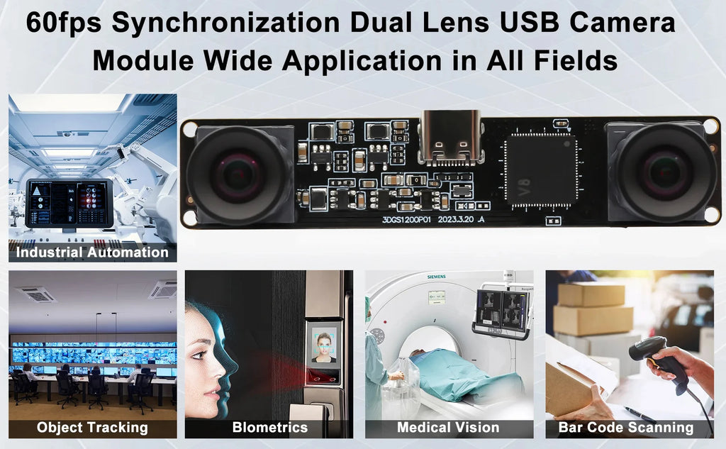 ELP 1200P Global Shutter USB Webcam Synchronization Dual Lens Camera Module High Speed 120fps 3D Stereo UVC Industrial Camera
