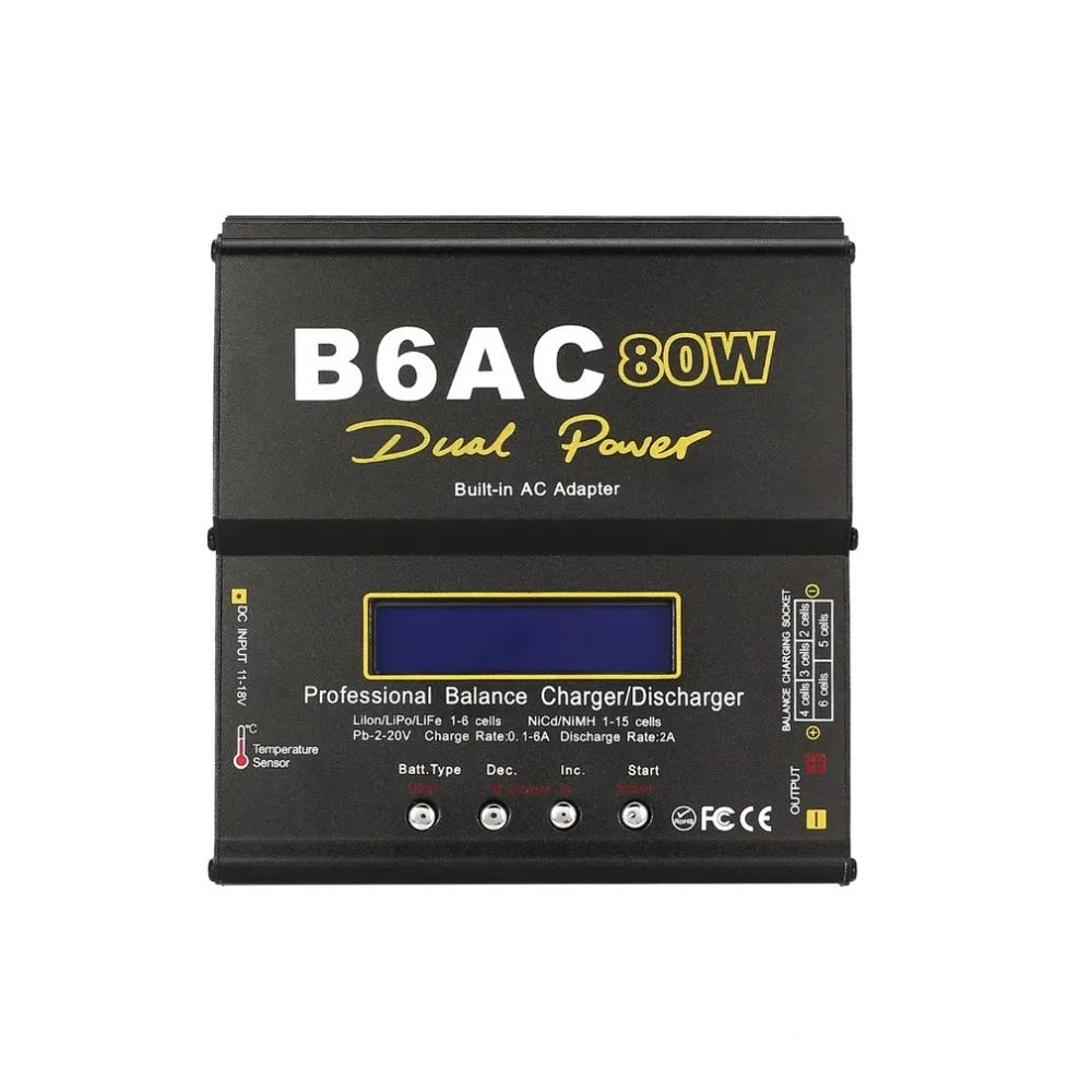 IMAX B6AC 80W 6A Lipo Battery Balance Charger LCD Display Discharger For RC Model Li-ion LiFe Nimh Nicd PB Lipo Battery Charging