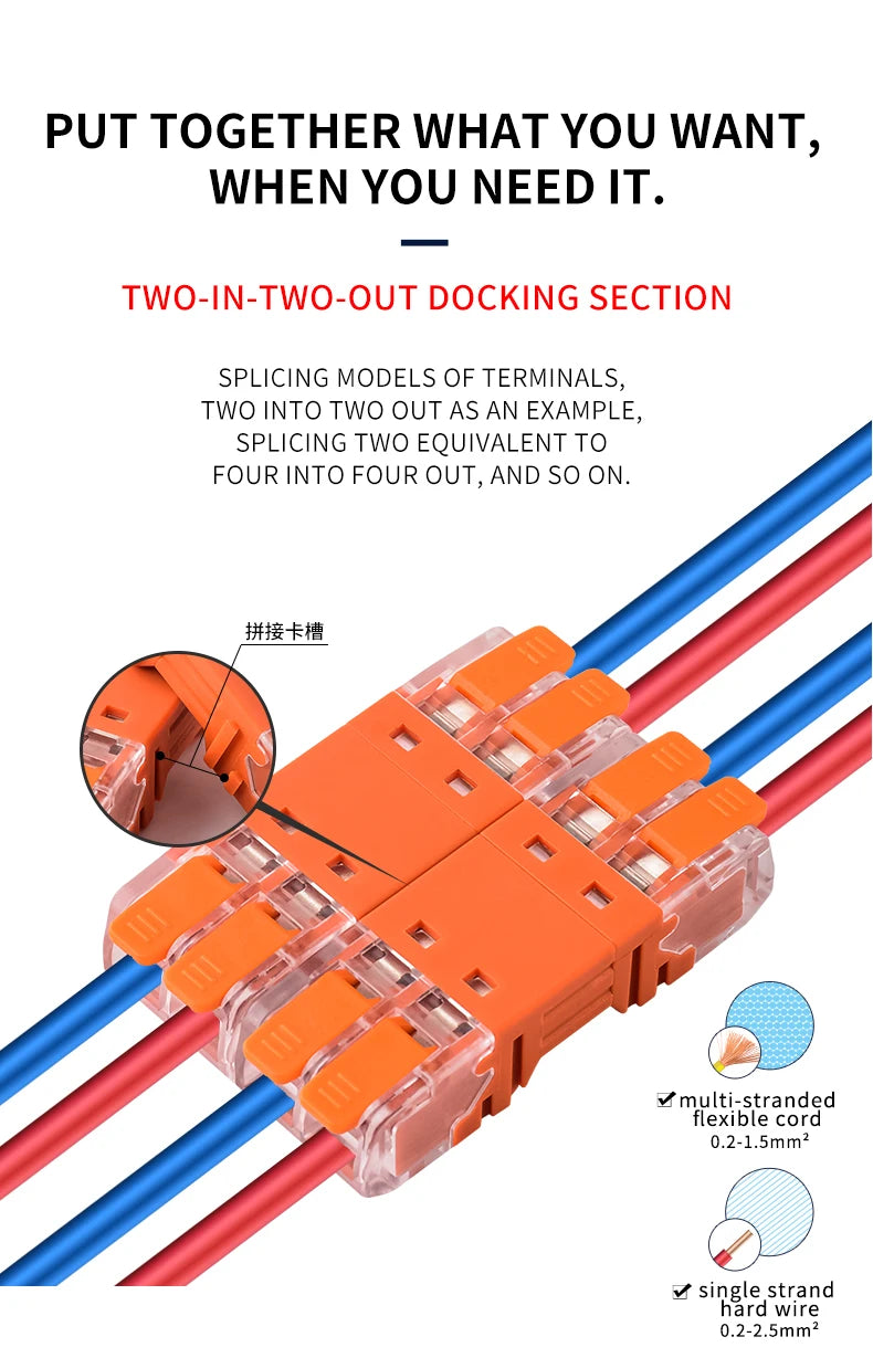 JINH CMK64 Series 18Pcs Mini Quick Connector Universal Compact Push-in Terminal Block Standard Solid Flexible Wires