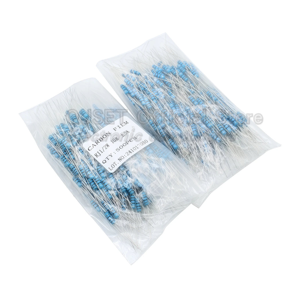 500pcs 1/2W Carbon Film Resistors 5% 0.5W 1kR 1R 2.2K 4.7K 10K 47K 100k 200k 220k 470k 1M Ohm 10R 15 47 100 200 220 470 510 Ohms