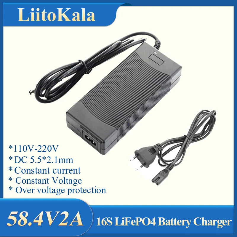 LiitoKala 12V 24V 36V 48V 2A/5A 3S 6S 7S 10S 13S 18650 Lithium Battery Charger 12.6V 29.4V 42V 54.6V DC 5.5*2.1mm
