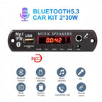 30W 60W Amplifier 12V MP3 Decoder Board Bluetooth 5.3 Stereo Audio DIY Car MP3 Player FM Radio TF USB 6.5mm Mic Jack Record Call