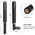 2 X 8dBi 2.4GHz 5.8GHz Dual Band WiFi Antenna RP-SMA Male +2 X 15CM I-P-E-X-1 to RP-SMA Female Pigtail Cable for Wireless Router