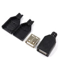 10pcs Type A Male Female USB 4 Pin Plug Socket Connector With Black Plastic Cover Type-A DIY Kits