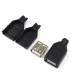 10pcs Type A Male Female USB 4 Pin Plug Socket Connector With Black Plastic Cover Type-A DIY Kits