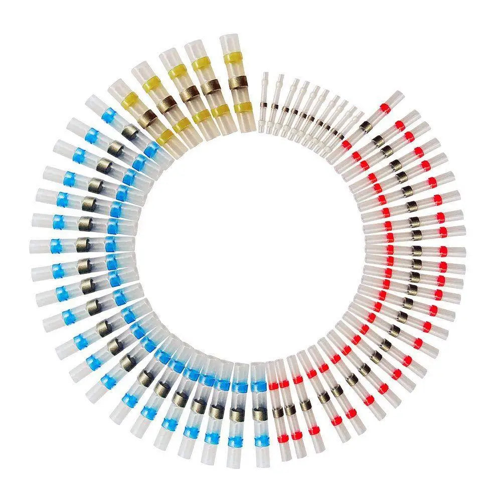 50-1000Pcs Heat Shrink Butt Crimp Terminals Waterproof Solder Seal Electrical Butt Connectors Wire Cable Splice Terminal Kit