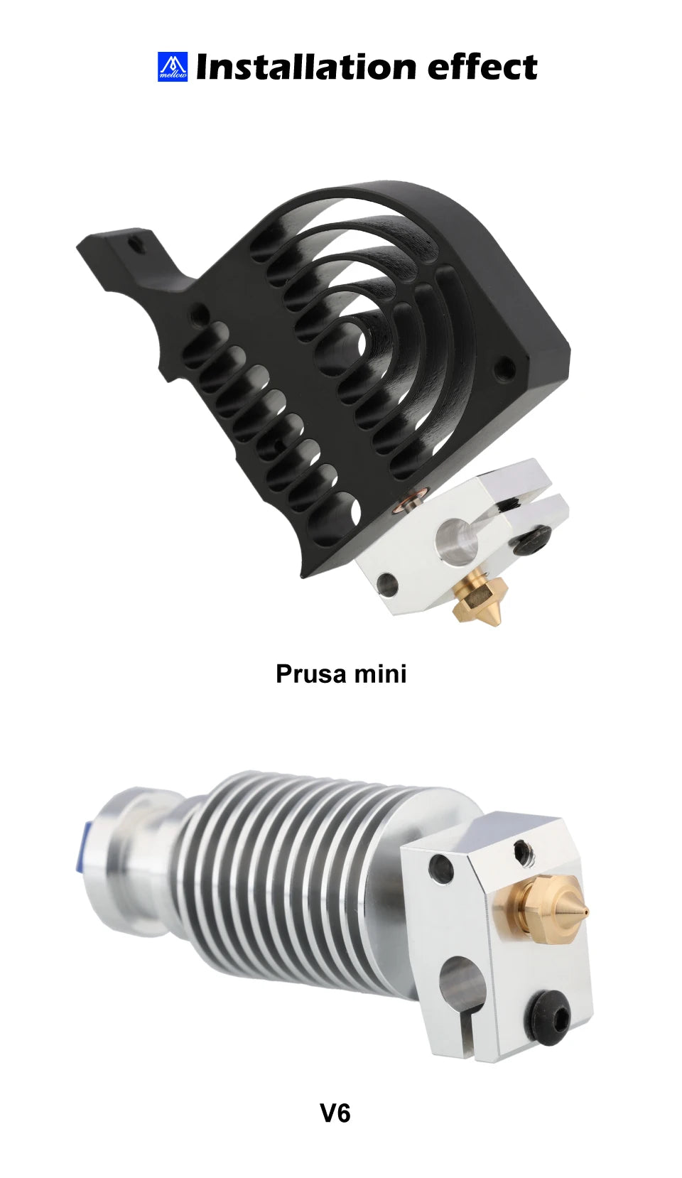 Mellow 1Pcs Aluminum/Copper Prusa Mini Heater Block For PT100 Sensor Cartridge Thermocouple&Thermistor HotEnd For 3D Printer Kit