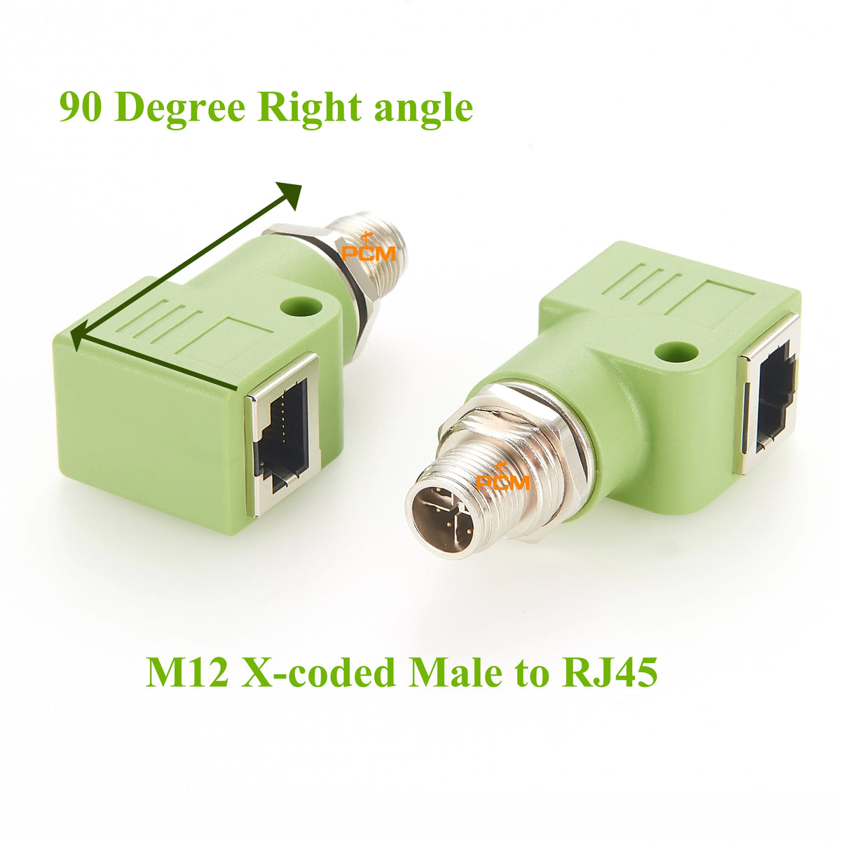 M12 Adapter X-coded 8 pin male to RJ45 jack Cat.5e with mounting hole 90° angled Industrial Ethernet Converter for Cognex Camera