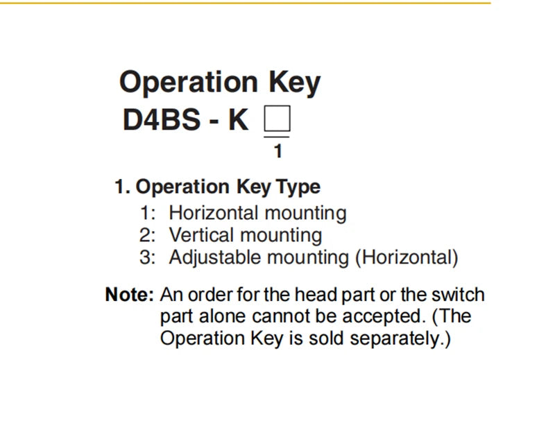 Authentic New Omron D4BS-K3 Operation Keys Limit Switch Attachment