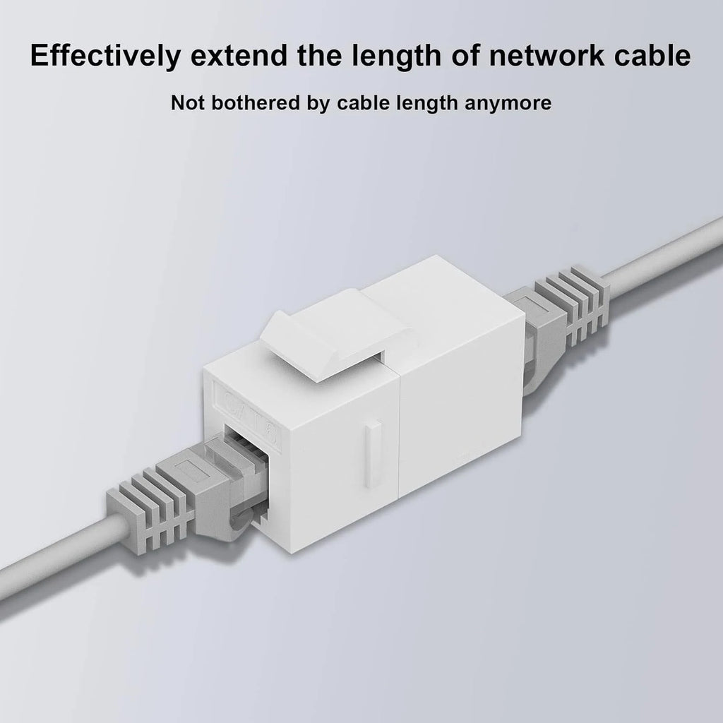 ZoeRax RJ45 CAT6 Keystone Coupler Female to Female Insert Coupler, UTP CAT6 Keystone Inline Coupler White