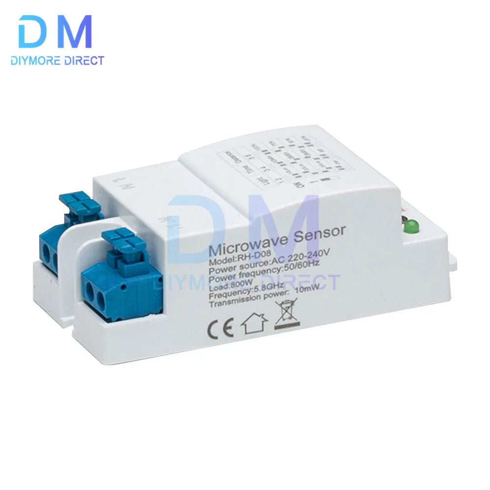 5.8GHz LED Microwave Radar Sensor Light Switch Human Body Motion Induction Sensor Controller Switch AC 220V-240V