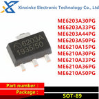 50PCS ME6203A30PG 33PG 44PG 50PG SOT-89 3V 3.3V 4.4V 5V 6203A-5.0 ME6210A15PG 36PG 6210A-3.6V 1.5V LDO Linear Voltage Regulator