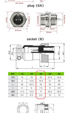 GX20 Aviation Connector 2/3/4/5/6/7/8 Pin Male Female Metal Plug Socket Push Pull Cable Connector Silver Plated Co