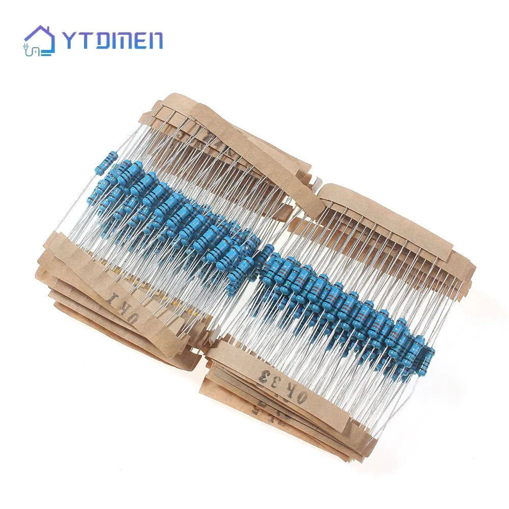 300PCS Metal Film Resistor Set 1/2W 1W 30 Values 0.1R~750R 1K~820K High Precision 1% Assortment Kit for Electronics Repair