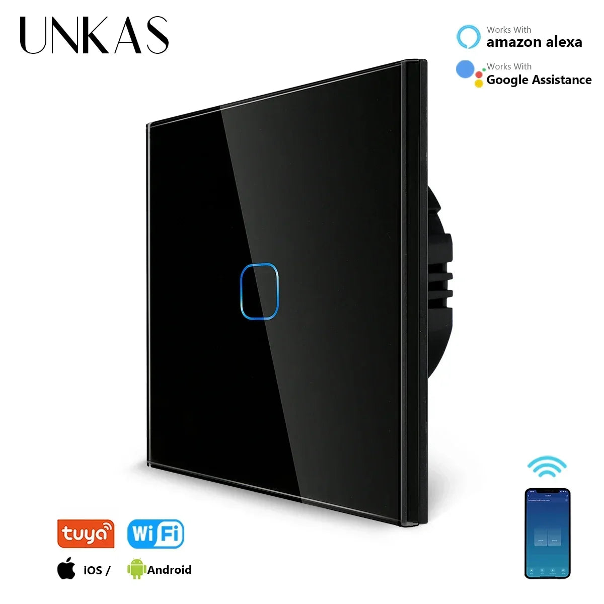 Smart Switches 1/2/3 Gang Wifi Touch Light Wall Sensor Switch Works with Tuya Control Smart Life Google Alexa Alice Yandex