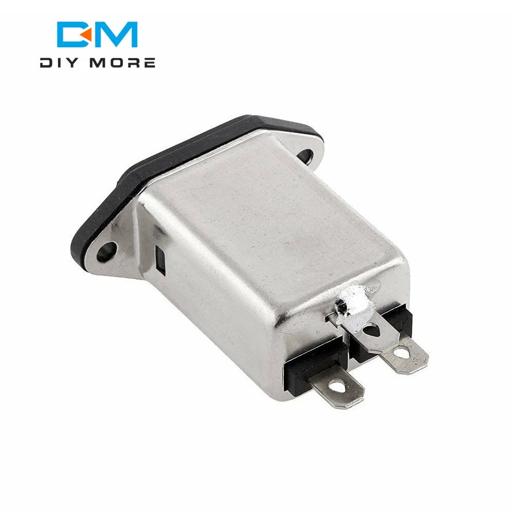AC 250V 10A IEC 320 C14 Male Plug 3 Pins Black PCB Panel Power Socket Connector EMI Filter for Fitness Equipment