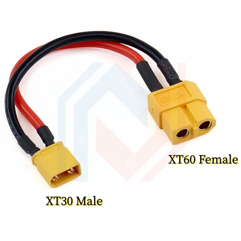 XT30 to XT60 Connection Cable XT60 to XT30U Male-to-Female Adapter Wire 16AWG Silicone Wire Model Aircraft Power Charger